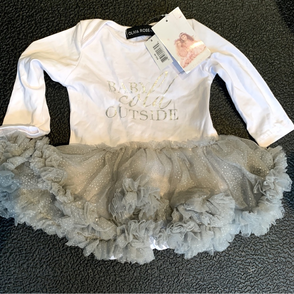 New - Olivia Rose - Baby Tutu Onesie - Winter set🩶